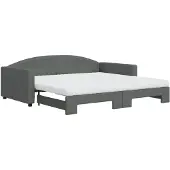vidaXL Slaapbank onderschuifbed matrassen 100x200 cm stof donkergroen