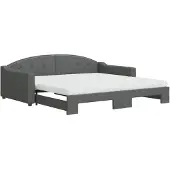 vidaXL Slaapbank onderschuifbed matrassen 100x200 cm stof donkergroen