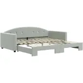 vidaXL Slaapbank met onderschuifbed 100x200 cm fluweel lichtgrijs