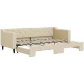 vidaXL Slaapbank met onderschuifbed 80x200 cm stof crèmekleurig
