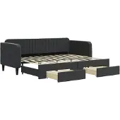 vidaXL Dagbed uitklapbaar met lades, zwart, 80x200 cm, fluweel