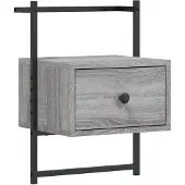 vidaXL Nachtkastje wandgemonteerd 35x30x51 cm hout grijs sonoma eiken