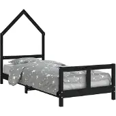 vidaXL Kinderbedframe 80x200 cm massief grenenhout zwart