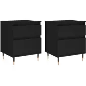 vidaXL Nachtkastjes 2 st 40x35x50 cm bewerkt hout zwart