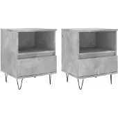 vidaXL Nachtkastjes 2 st 40x35x50 cm bewerkt hout betongrijs