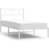 vidaXL Bedframe met hoofdbord metaal wit 100x200 cm