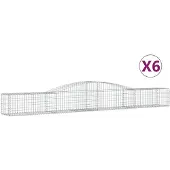 vidaXL Gabionen met boogvorm, 6 stuks, 400x50x40/60 cm, verzinkt staal