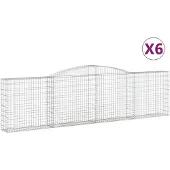 vidaXL Gabionen met boogvorm, 6 stuks, 400x30x100/120 cm, verzinkt staal
