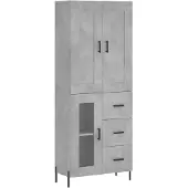 vidaXL Hoge kast 69,5x34x180 cm bewerkt hout betongrijs