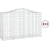 vidaXL Schanskorven 15 st gewelfd 200x50x120/140 cm ijzer