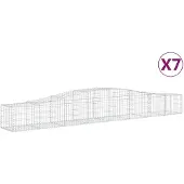 vidaXL Gabionen met boogvorm, 7 stuks, 400x50x40/60 cm, verzinkt staal