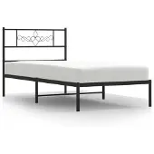 vidaXL Bedframe met hoofdeinde, zwart metaal, 90x200 cm