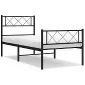 DKD Home Decor vidaXL Bedframe met hoofdeinde en voeteneinde, metaal, zwart, 90x200 cm