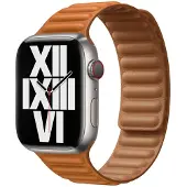 Apple Leather Link bandje voor de Watch | 44/45/46/49 mm - Maat S/M - Golden Brown