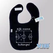 Vib - Slabbetje Luxe velours - Kijk mama buitenspel (Voetbalveldje) (Navy) - Babykleertjes - Slabbetjes - zwangerschap aankondiging - baby aankondiging