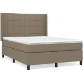 vidaXL Boxspring met matras stof taupe 140x190 cm