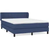 vidaXL Boxspringbed met matras, blauw, 140x190 cm, gestoffeerd