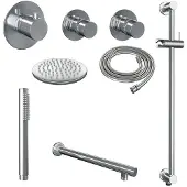 Brauer Chrome Edition complete inbouw regendouche met staafhanddouche, rechte wandarm, glijstang en hoofddouche 20cm set 13 chroom