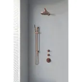 Brauer Copper Edition complete inbouw regendouche met staafhanddouche, rechte wandarm, glijstang en hoofddouche 20cm set 13 koper geborsteld PVD