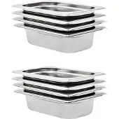 vidaXL Gastronormbakken 8 st GN 1/4 65 mm roestvrij staal