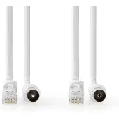 Nedis Coax- en CAT6-Combikabel | IEC (Coax) Male / RJ45 Male | IEC (Coax) Female / RJ45 Male | Vernikkeld | RG58 | 75 Ohm | Dubbel Afgeschermd | 3.00 m | Rond | PVC | Wit | Doos - CSGB4500WT30