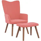 vidaXL Relaxstoel met voetenbank fluweel roze