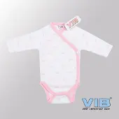 Vib - Rompertje (overslag) Luxe Katoen - Tiara's (Roze-Wit) - Babykleertjes - romper - rompertjes - rompertjes met tekst - baby cadeau - baby aankondiging - overslagromper