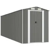 vidaXL Tuinschuur 192x606x223 cm gegalvaniseerd staal lichtgrijs