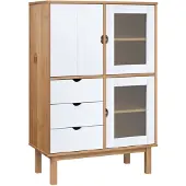 vidaXL Hoge kast OTTA 85x43x125 cm massief grenenhout bruin en wit