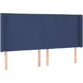 vidaXL Hoofdbord met randen 203x16x118/128 cm stof blauw