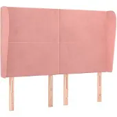 vidaXL Hoofdbord met randen 147x23x118/128 cm fluweel roze