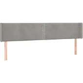 vidaXL Hoofdbord met randen 203x16x78/88 cm fluweel lichtgrijs
