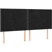 vidaXL Hoofdbord met randen 183x16x118/128 cm fluweel zwart