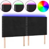vidaXL Hoofdbord LED 200x5x118/128 cm fluweel zwart