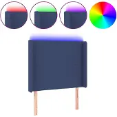 vidaXL Hoofdbord LED 83x16x118/128 cm stof blauw
