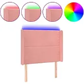 vidaXL Hoofdbord LED 103x16x118/128 cm fluweel roze