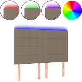 vidaXL Hoofdbord LED 144x5x118/128 cm stof taupe