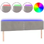 vidaXL Hoofdbord LED 200x5x78/88 cm fluweel lichtgrijs