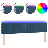 vidaXL Hoofdbord LED 200x5x78/88 cm fluweel donkerblauw