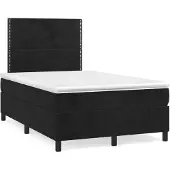 vidaXL Boxspring met matras fluweel zwart 120x200 cm