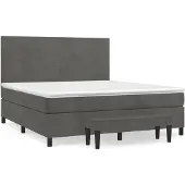 vidaXL Boxspring met matras fluweel donkergrijs 160x200 cm