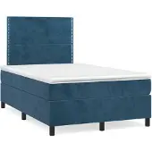 vidaXL Boxspring met matras fluweel donkerblauw 120x200 cm