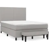 vidaXL Boxspring met matras stof lichtgrijs 140x190 cm
