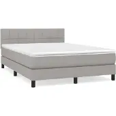 vidaXL Boxspring met matras stof lichtgrijs 140x200 cm