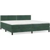 vidaXL Boxspring met matras fluweel donkergroen 200x200 cm