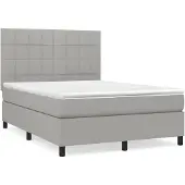 vidaXL Boxspring met matras stof lichtgrijs 140x190 cm