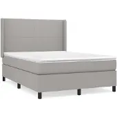 vidaXL Boxspring met matras stof lichtgrijs 140x200 cm