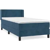 vidaXL Boxspring met matras fluweel donkerblauw 90x190 cm