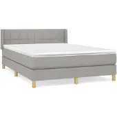 vidaXL Boxspring met matras stof lichtgrijs 140x190 cm