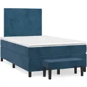 vidaXL Boxspring met matras fluweel donkerblauw 120x200 cm